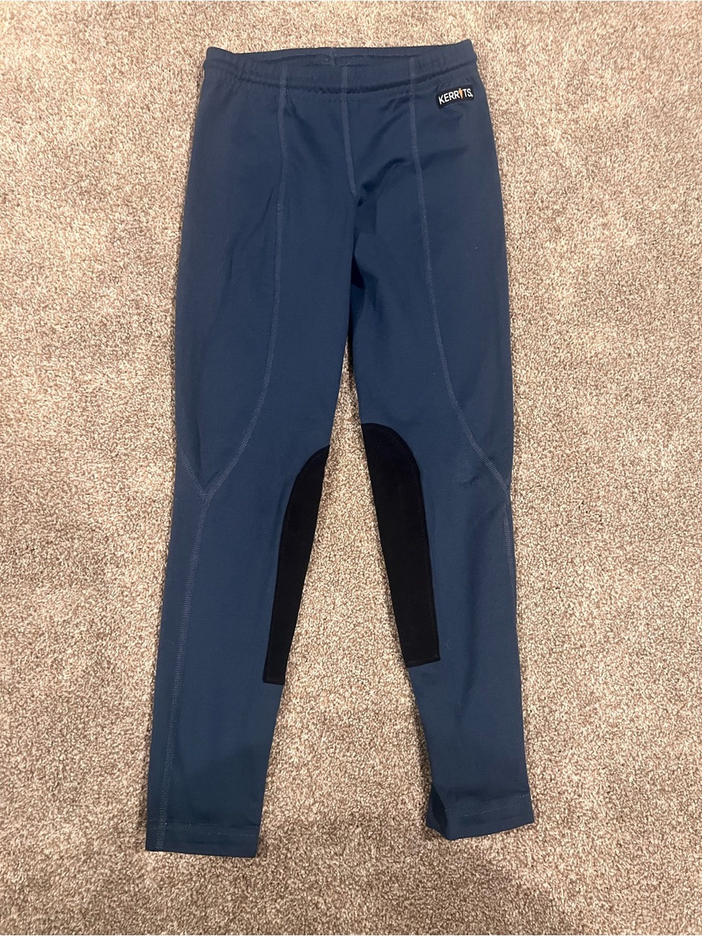 Kerrits Girls Navy Blue Leggings with Black Knee Patch